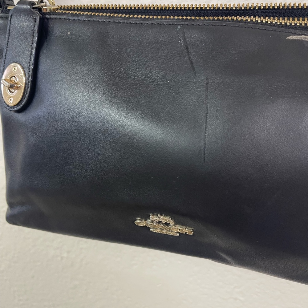 Coach Black Leather Crossbody with Gold Hardware - Picture 2 of 7